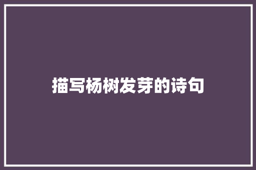 描写杨树发芽的诗句