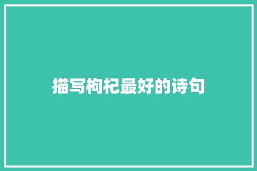 描写枸杞最好的诗句 应用文范文