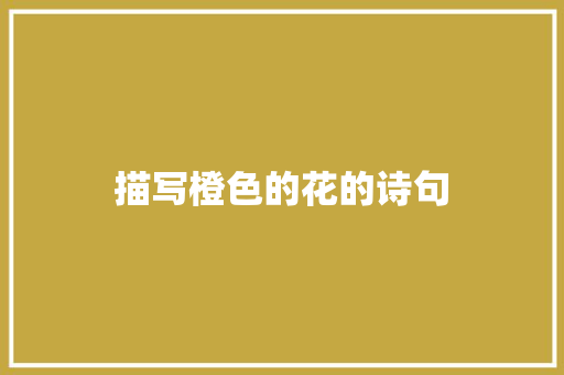 描写橙色的花的诗句