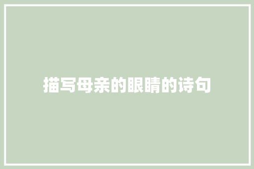 描写母亲的眼睛的诗句