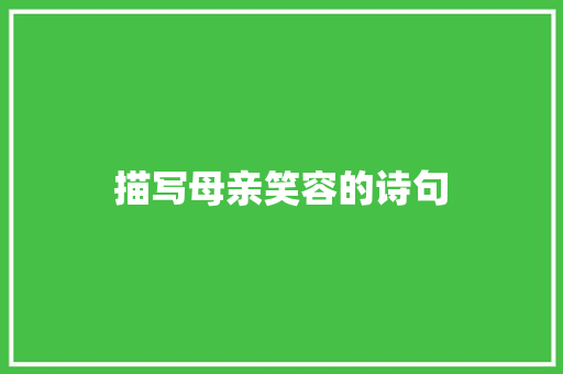 描写母亲笑容的诗句