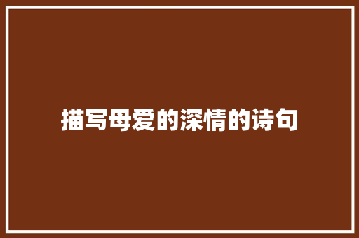 描写母爱的深情的诗句