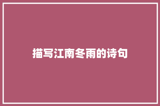 描写江南冬雨的诗句 应用文范文