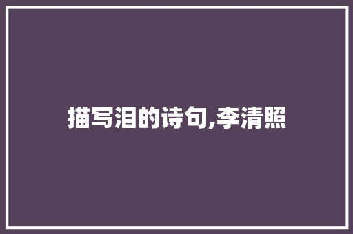 描写泪的诗句,李清照