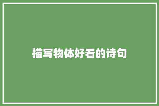 描写物体好看的诗句