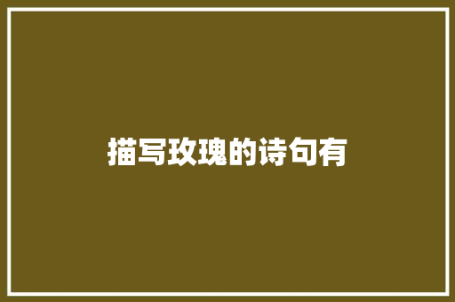 描写玫瑰的诗句有
