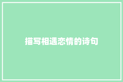 描写相遇恋情的诗句