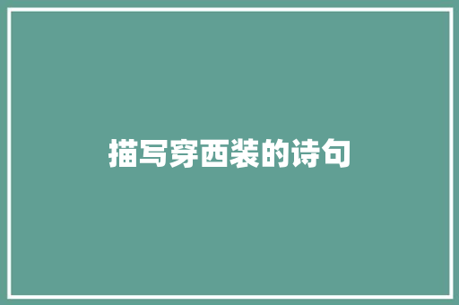 描写穿西装的诗句