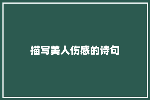 描写美人伤感的诗句