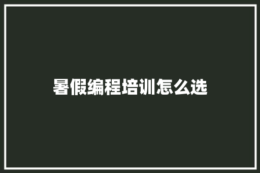 暑假编程培训怎么选