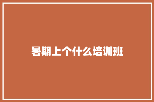 暑期上个什么培训班