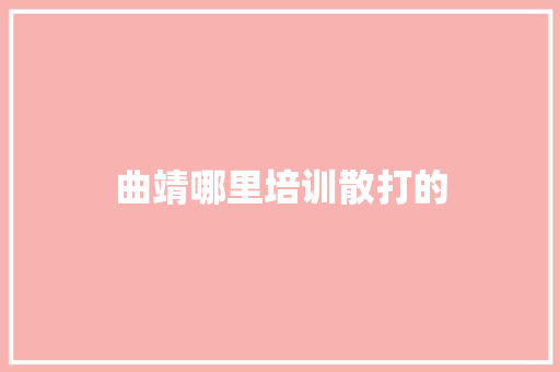 曲靖哪里培训散打的