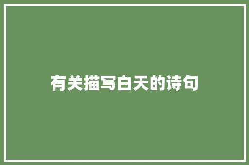有关描写白天的诗句