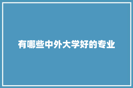 有哪些中外大学好的专业