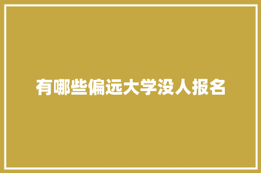有哪些偏远大学没人报名