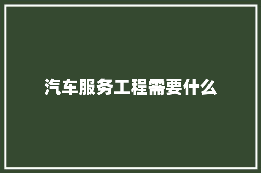 汽车服务工程需要什么