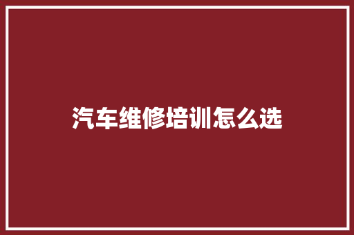汽车维修培训怎么选