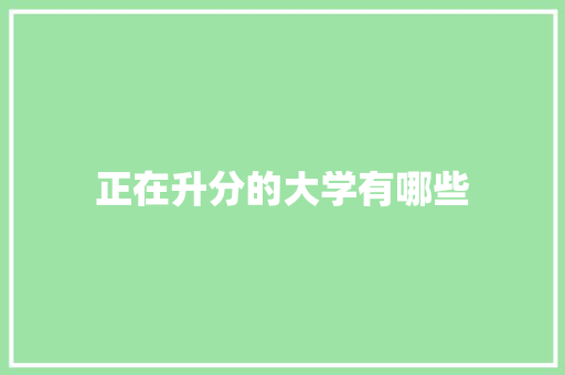 正在升分的大学有哪些