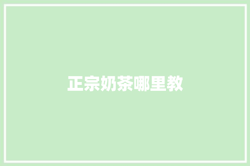 正宗奶茶哪里教