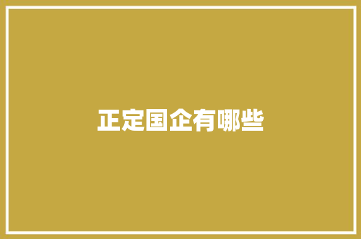 正定国企有哪些