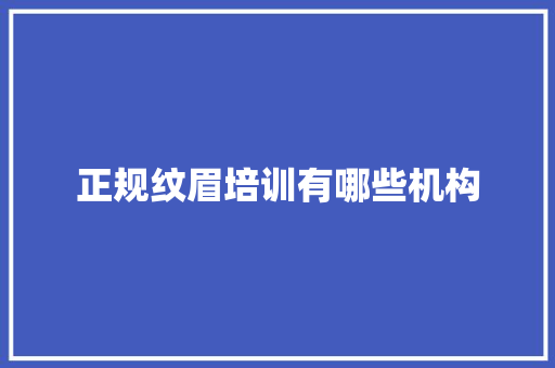 正规纹眉培训有哪些机构