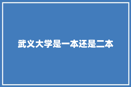 武义大学是一本还是二本