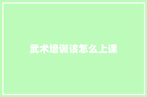 武术培训该怎么上课