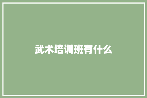 武术培训班有什么