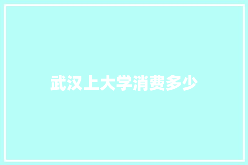 武汉上大学消费多少