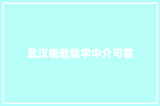武汉哪些留学中介可靠