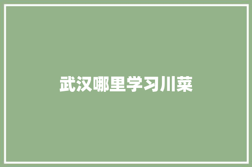 武汉哪里学习川菜