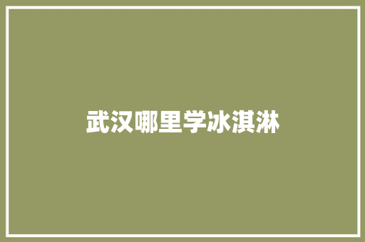 武汉哪里学冰淇淋