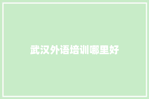 武汉外语培训哪里好