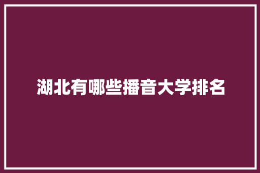 湖北有哪些播音大学排名 简历范文