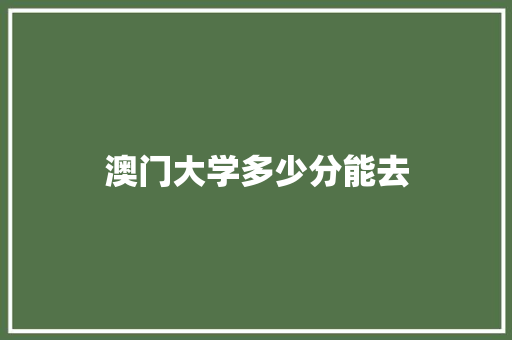 澳门大学多少分能去