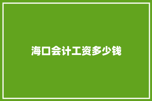 海口会计工资多少钱