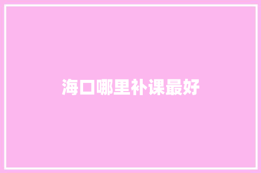 海口哪里补课最好