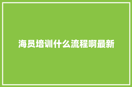 海员培训什么流程啊最新