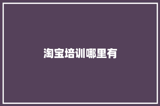 淘宝培训哪里有
