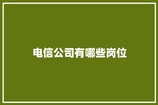 电信公司有哪些岗位