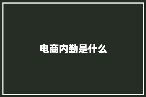电商内勤是什么