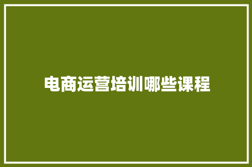 电商运营培训哪些课程
