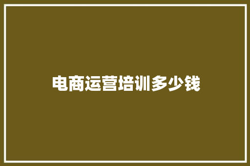 电商运营培训多少钱