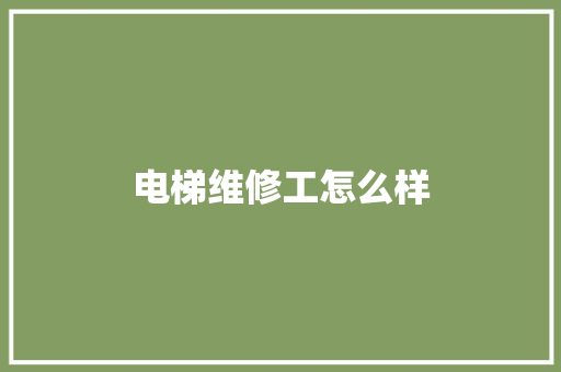 电梯维修工怎么样