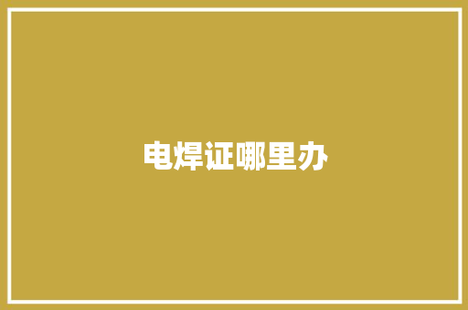 电焊证哪里办