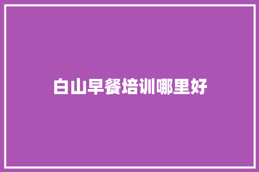 白山早餐培训哪里好