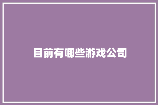 目前有哪些游戏公司