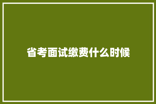 省考面试缴费什么时候