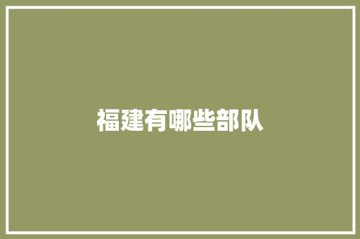 福建有哪些部队
