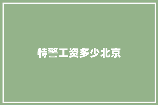 特警工资多少北京